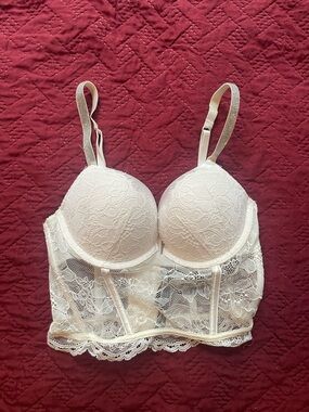 Victoria Secret White Lace Push Up Corset Bra